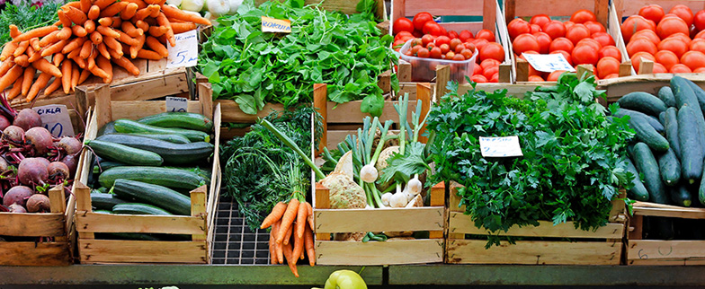 Variety of vegetables at market.